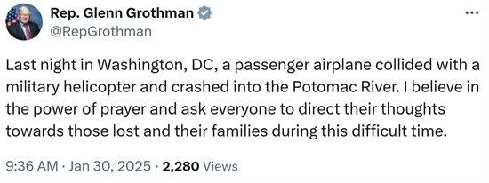 DC Plane Crash Tweet