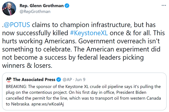 Keystone XL Tweet