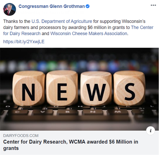 USDA Dairy Grant Facebook Post