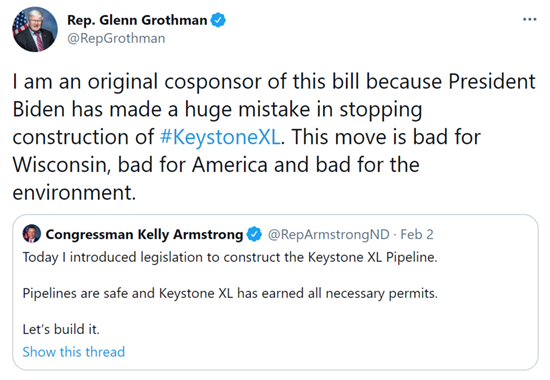 Keystone XL Bill Tweet