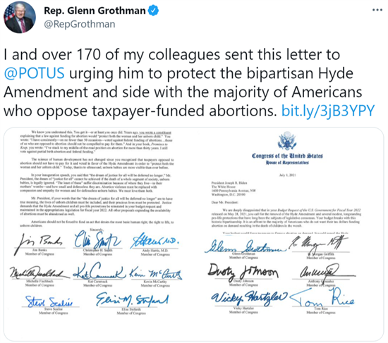 Letter to POTUS to Keep the Hyde Amendment